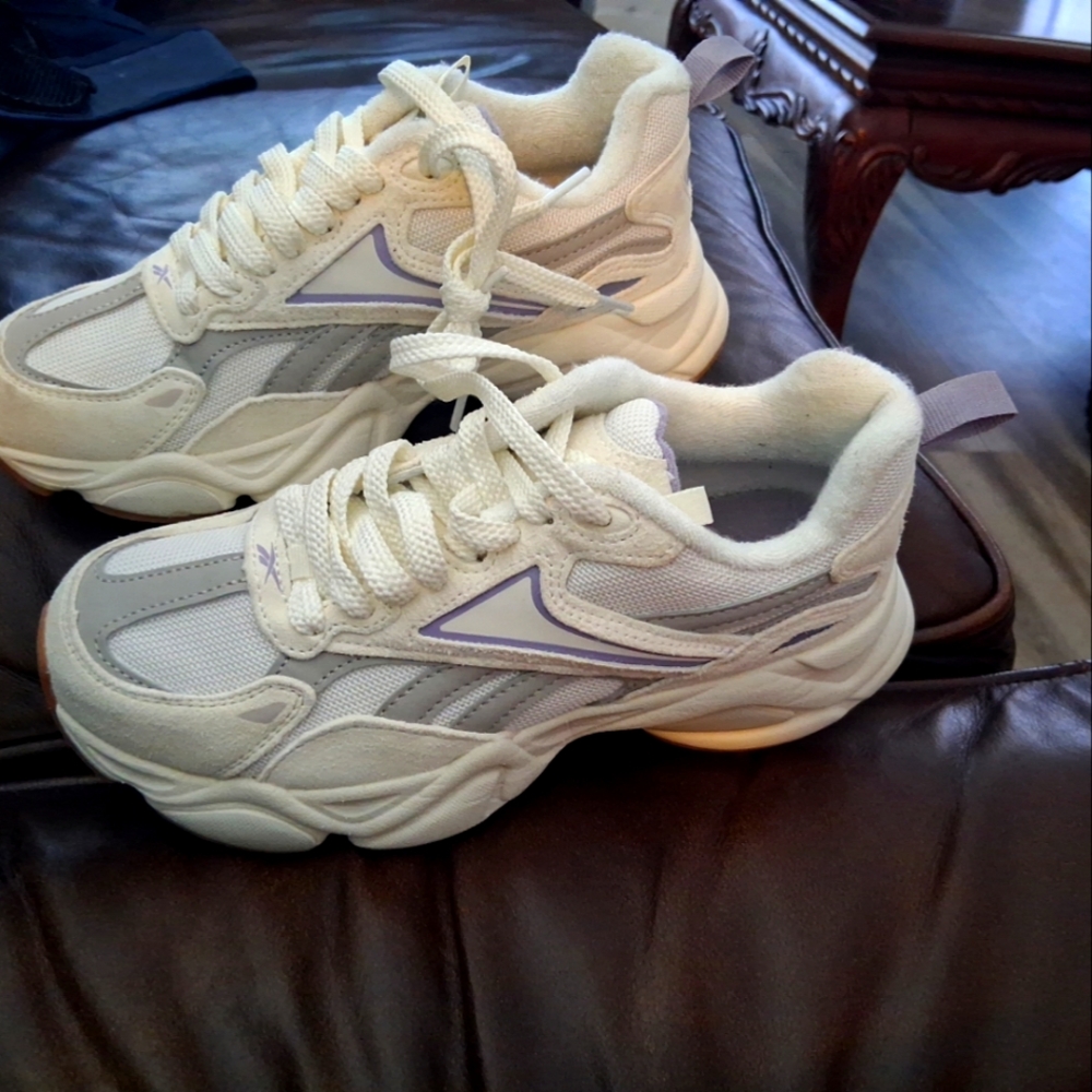 Women's Cream and Purple Sneakers